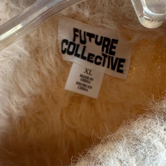 EUC Future Collective Bodycon Cream Fuzzy Sweater, XL - Picture 2 of 9